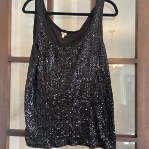 J.Crew Factory Black Sequined Tank, Size Large.
